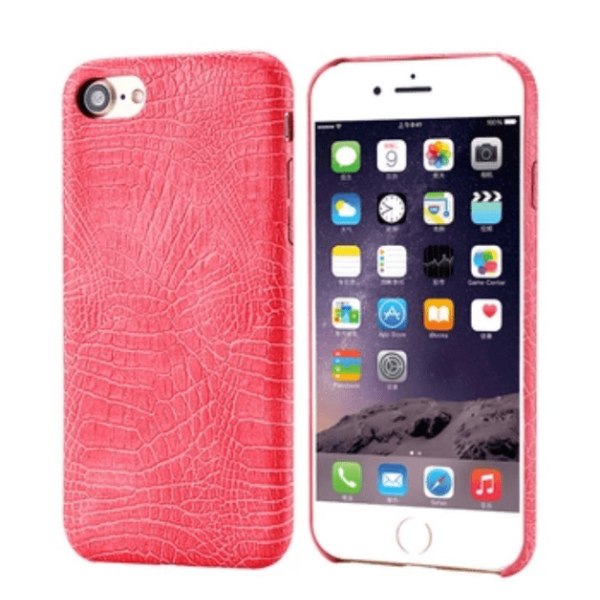 Tunt och Elegant Smart Skal Krokodilmönster iPhone 8 (MAX SKYDD) Röd