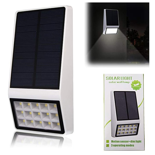 Solcellebelysning LED-lampe med automatisk sensor Vit