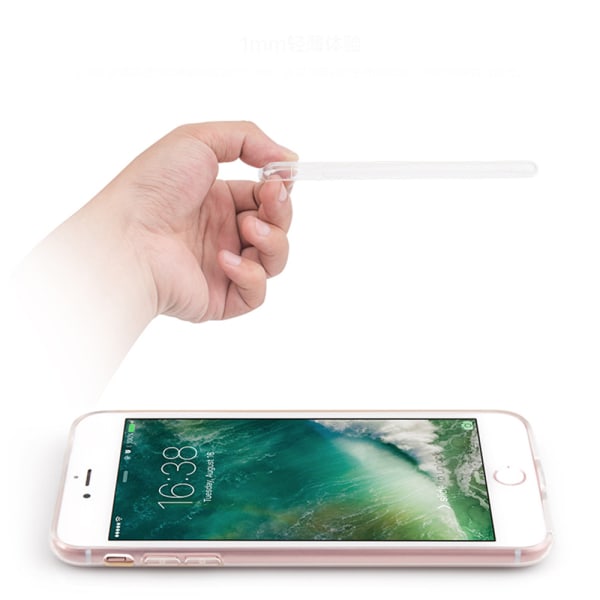 Iskuja vaimentava silikonikuori - iPhone 8 Plus Transparent/Genomskinlig