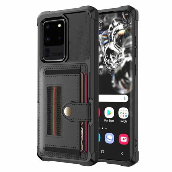 Glat cover med kortholder - Samsung Galaxy S20 Ultra Blå