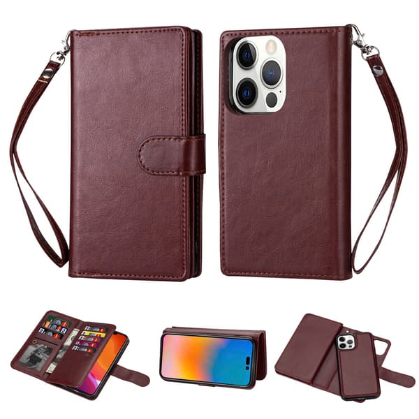 Praktisk 9-korts pung-etui - iPhone 14 Pro Röd