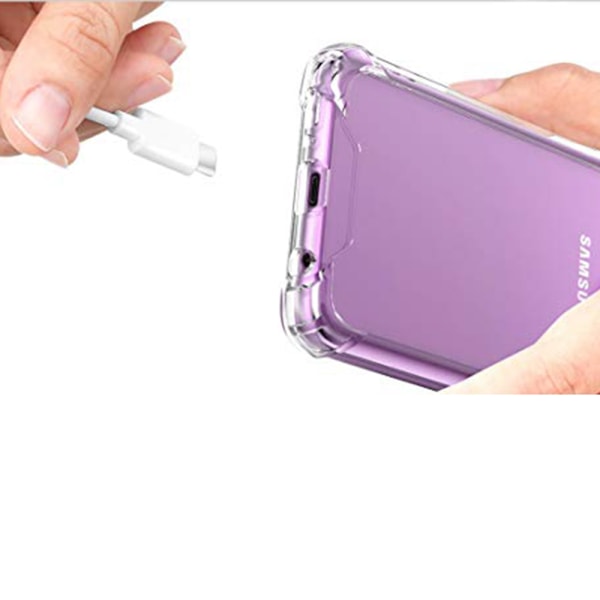 Iskuja vaimentava silikonikuori Korttiteline - Samsung Galaxy S9+ Transparent/Genomskinlig