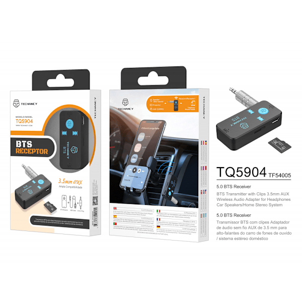 Techancy Bluetooth Audio Biladapter 3,5 mm AUX-ingång