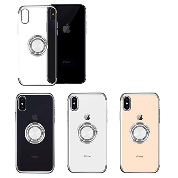 Suojaava silikonikuori rengaspidikkeellä - iPhone X/XS Silver