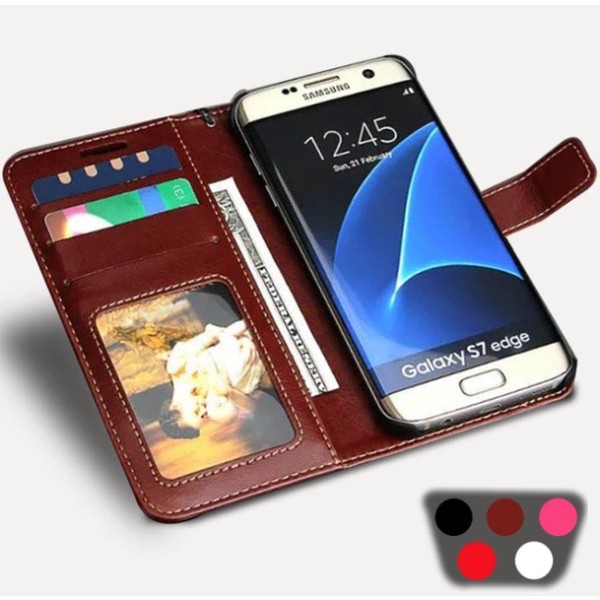Samsung Galaxy S7 stilfuldt pung etui fra LEMAN Röd
