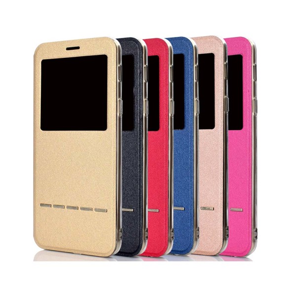 Hi-Q Smart cover med svarfunktion til Samsung Galaxy A6 Plus Rosa