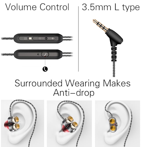 LANGSDOM Dubbla Högtalare In-ear Genomskinlig