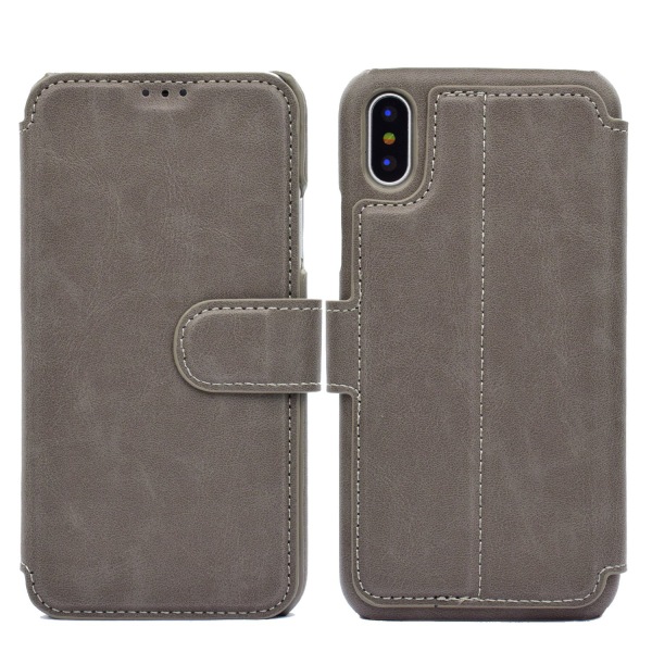 iPhone X/XS - Stilig og smart lommebokdeksel Grå