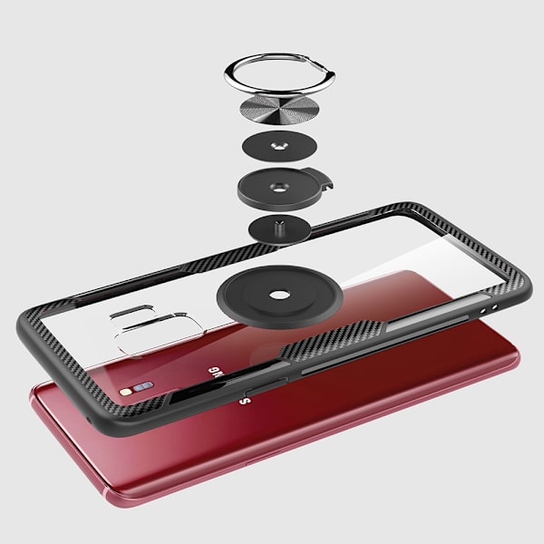 Skal med Ringhållare - Samsung Galaxy S9 Plus Röd/Silver