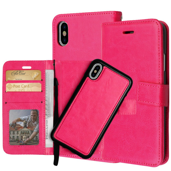 JENSEN Klassiskt Fodral med Plånbok till iPhone X/XS Rosa