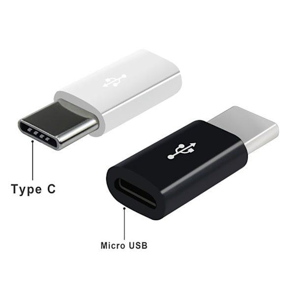 Micro-USB till USB-C  Adapter 2in1 Laddning + Dataöverföring Vit