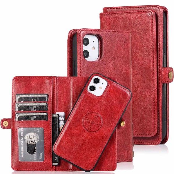 iPhone 11 - Glat Smart Wallet Cover Röd