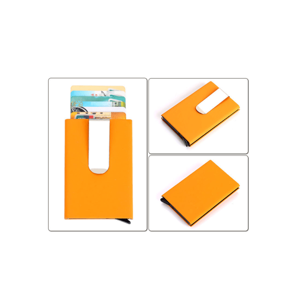 RFID-Skyddad Korthållare (Pop-up) med Sedelklämma Orange