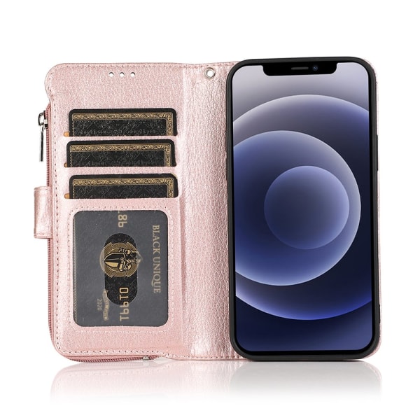 Tyylikäs lompakkokotelo - iPhone 12 Roséguld