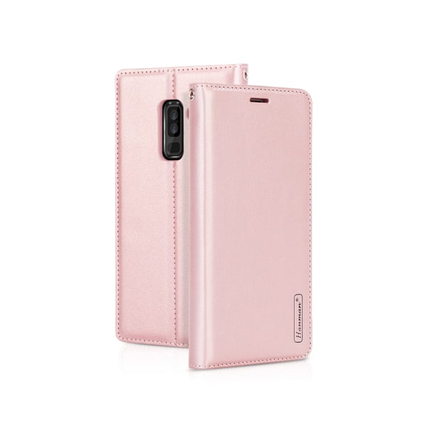 Samsung A6 Plus 2018 - Tyylikäs nahkakotelo/lompakko (T-Casual) Rosaröd