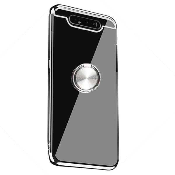 Smidigt Silikonskal med Ringhållare FLOVEME - Samsung Galaxy A80 Silver