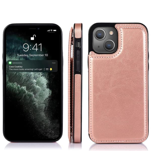 Elegant Smidigt Skal med Kortfack - iPhone 13 Rosaröd