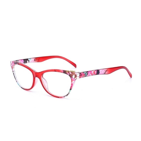 Elegante blomstrede læsebriller Röd +2,0
