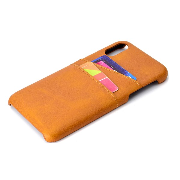Stilig deksel med kortspor for iPhone XS Max Khaki-Ljusbrun
