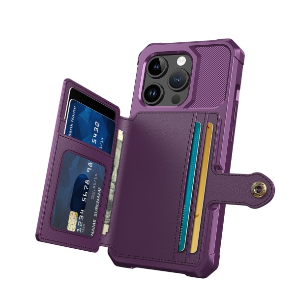 Elegantti lompakkokotelo iPhone 15 Prolle ylellisestä PU-nahasta Purple