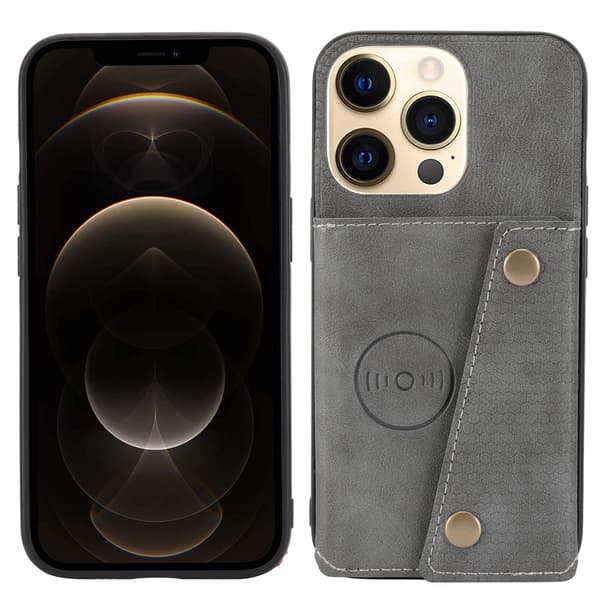 iPhone 16 Pro Max Exklusivt Skal med Kortfack & Magnet Grå