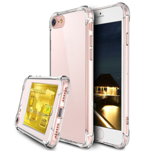 iPhone 6/6S PLUS - fleksibelt beskyttelsesdeksel med kortrom (FLOVEME) Transparent/Genomskinlig