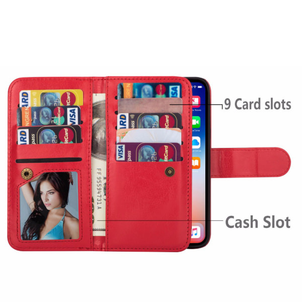 Samsung Galaxy S10 - Elegant Genomtänkt Plånboksfodral Röd