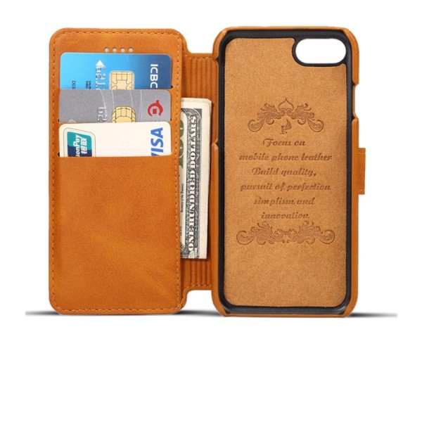 Skinnveske med lommebok i VINTAGE design - iPhone 6/6S Svart