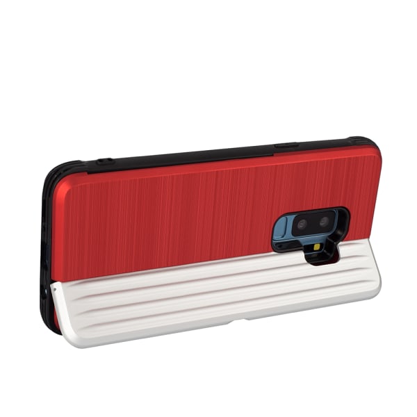 Samsung Galaxy S9+ - Stilrent Skal med Korthållare (LEMAN) Röd