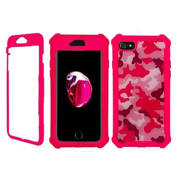 Ainutlaatuinen iskunkestävä kotelo - iPhone 8 Kamouflage Rosa
