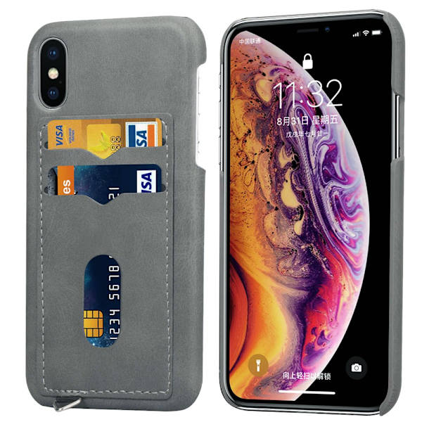 iPhone X/XS - Elegant Kraftfullt Skal med Kortfack Grön