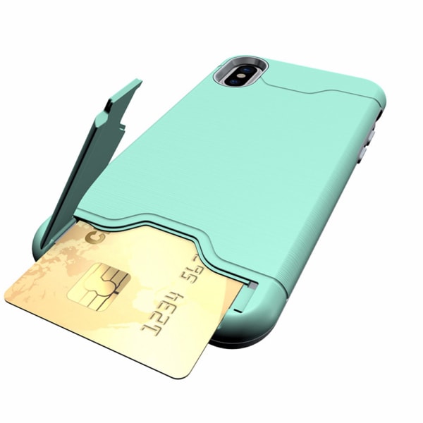 iPhone XS MAX - Älykäs tyylikäs Jensen-suojus korttilokerolla Grön
