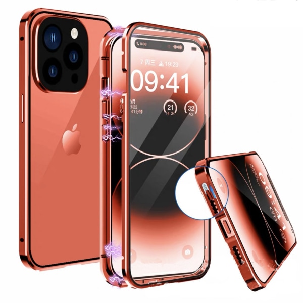 Elegant Dubbelsidigt Magnetskal - iPhone 14 Pro Grön