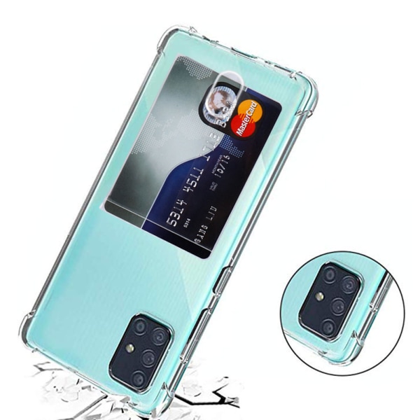 Cover med kortholder - Samsung Galaxy A71 Transparent/Genomskinlig