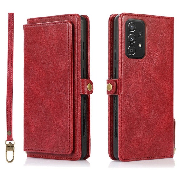 Sileä tyylikäs 2-1 lompakkokotelo - Samsung Galaxy A52 Röd