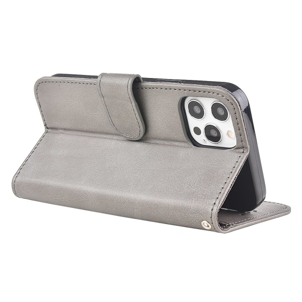 Elegant etui i PU-skinn med 4 kortspor til IPhone 15 Pro Grey