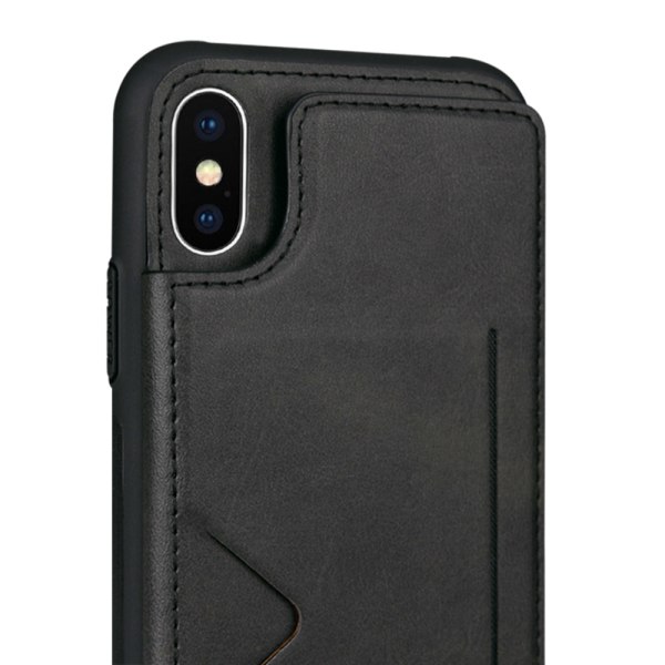 iPhone X/XS - Elegant Hanman Skal med Korthållare Mörkblå