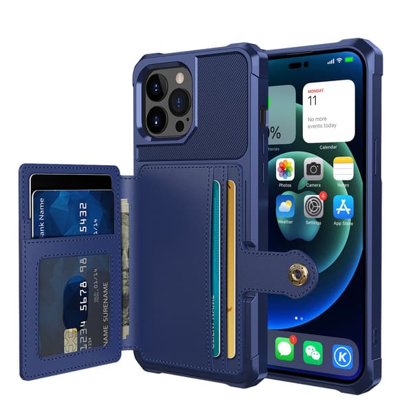 Praktisk deksel med kortlomme - iPhone 14 Pro Max Svart
