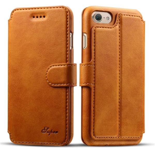 Läderfodral Class-S med Kortfack för iPhone 6/6S Plus Ljusbrun Ljusbrun