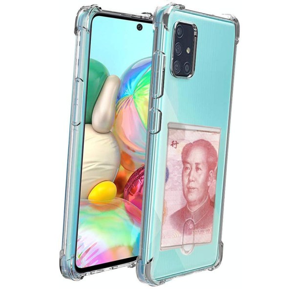 Gennemtænkt cover med kortholder - Samsung Galaxy A51 Transparent/Genomskinlig