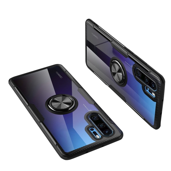 Huawei P30 Pro - Stilrent Hybridskal med Ringhållare SVART/SVART