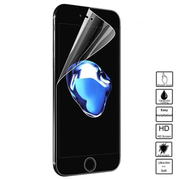 Pehmeä PET iPhone 8+ 2-PACK näytönsuoja edessä ja takana 9H 0,2mm Transparent/Genomskinlig