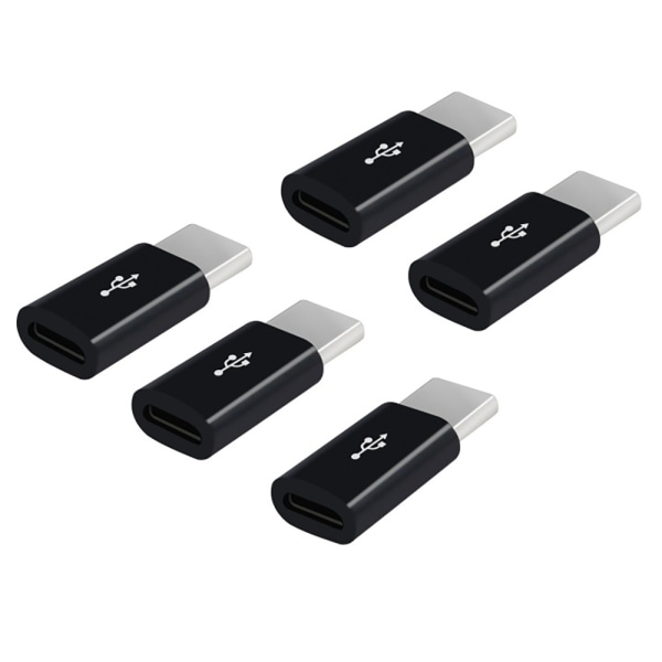 Micro-USB till USB-C  Adapter 2in1 Laddning + Dataöverföring Svart