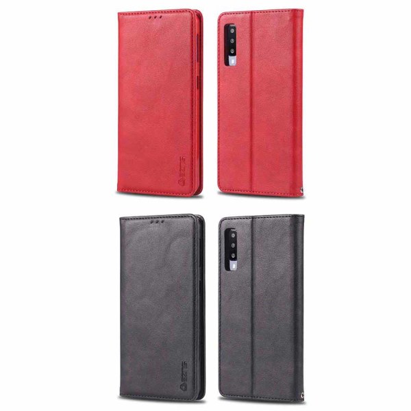 Skyddande AZNS Plånboksfodral - Samsung Galaxy A70 Röd