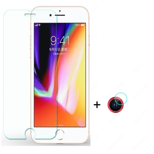 2-PACK Näytönsuoja + Kameran linssisuoja HD 0,3mm iPhone 7 Transparent/Genomskinlig