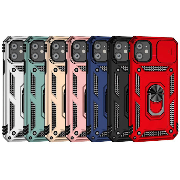 iPhone 12 - Elegant Skyddsskal med Praktisk Ringhållare Grön