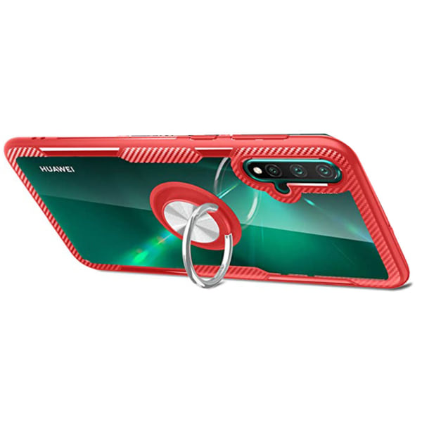 Glatt Leman-deksel med ringholder - Huawei Nova 5T Röd
