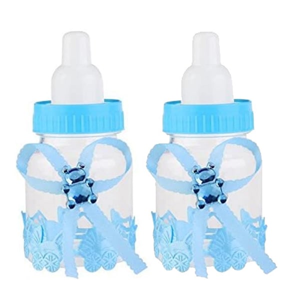 Elegant mini-babyflaske dåbsgave baby shower Blå