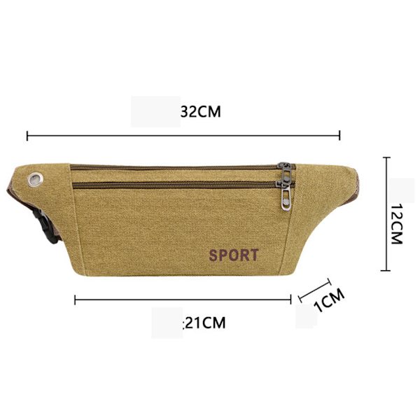 Hållbar & Rymlig Midjeväska (Justerbar) Khaki