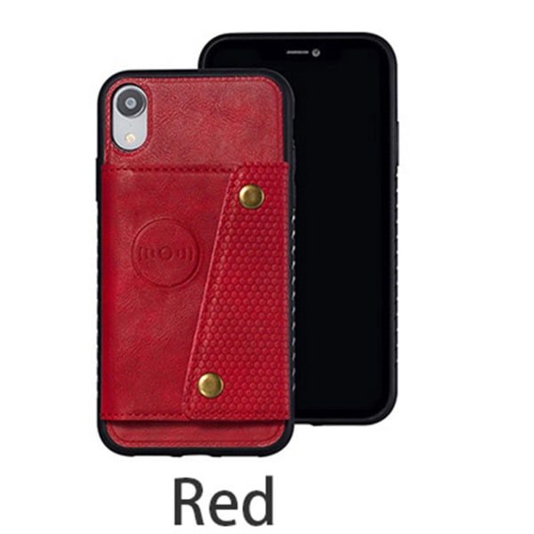 Sileä retrokuori korttitelineellä - iPhone XR Röd